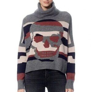Skull Cashmere Justine Skull Cashmere Wool Striped Turtleneck Sweater XS